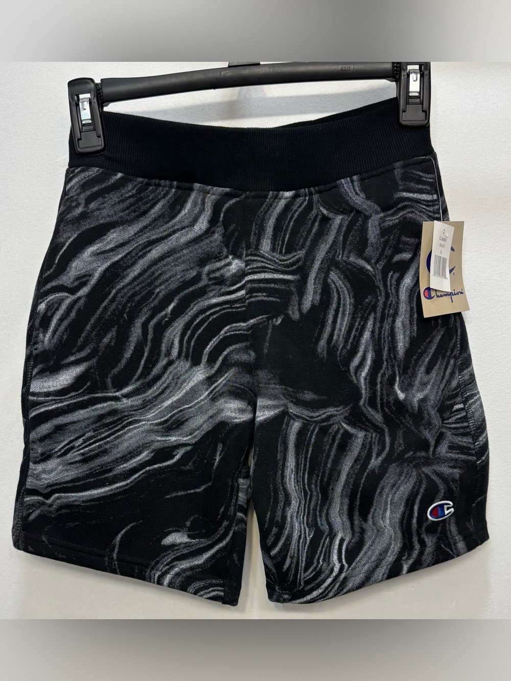 Champion Black & White Marble Print Athletic Shorts Kids Boys Size Small NWT